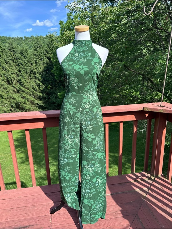 Baltic Born Pants - NWT! Baltic Born Freya Emerald Floral Halter-Neck Jumpsuit